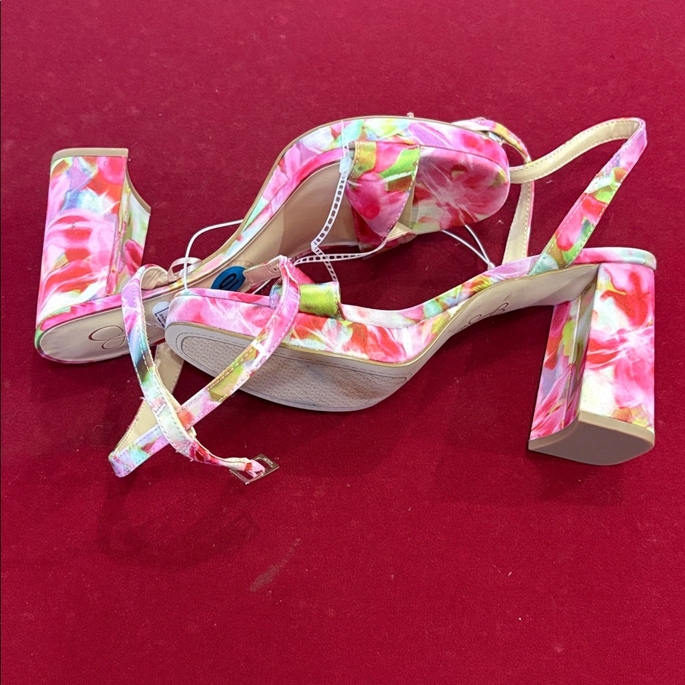 Jessica Simpson Pink and Green Floral Heels